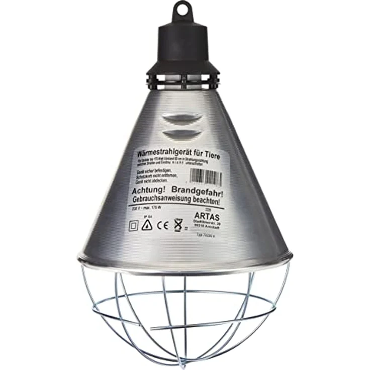 Kerbl Infrarot Wärmestrahler für Ferkel und Küken, 21 cm Alu-Schirm mit 6 Lüftungsschlitzen und 2,5 m Kabel, ohne Lampe – Bild 2