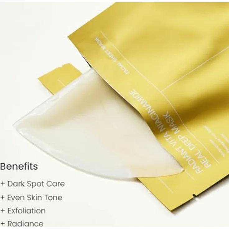 BIODANCE Radiant Vita Niacinamide Real Deep Mask, Overnight Hydrogel Mask, 3-in-1 Behandlung für Tonkorrektur, Texturverfeinerung und strahlenden Glow, 34 g x 4ea – Bild 4
