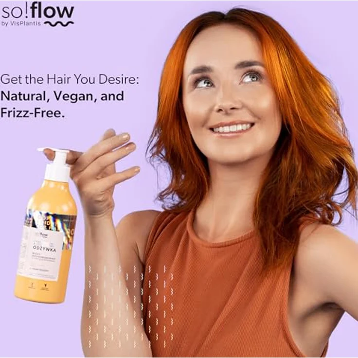 Vis Plantis So!Flow Protein-Emollient Conditioner, 400ml für mittelporiges und krauses Haar, vegan, mit Arganöl und Aloe Vera – Bild 6