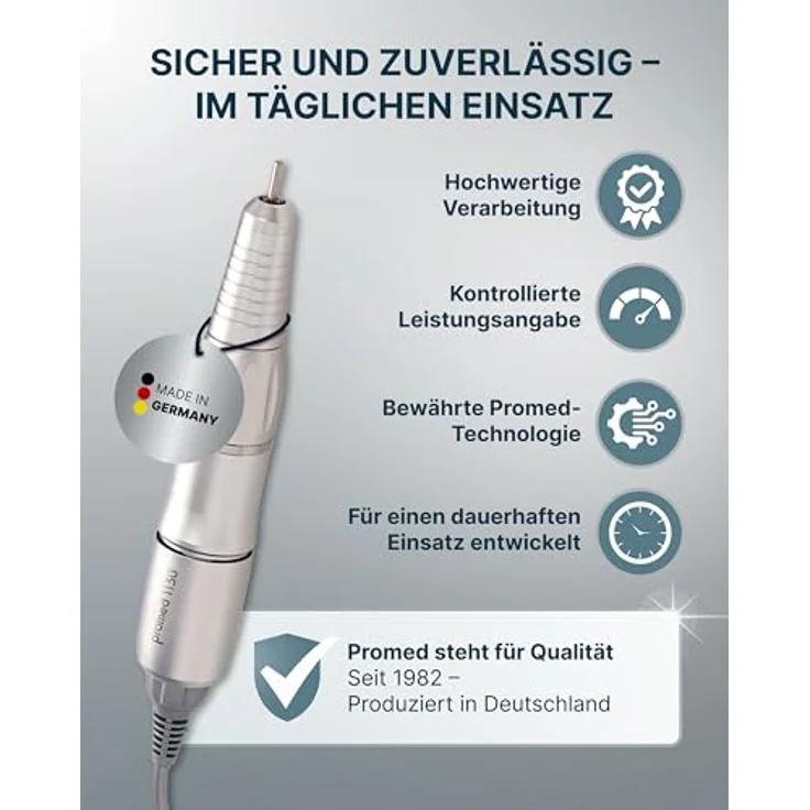 Promed the file 1130 elektrische Nagelfeile, Professioneller Nagelfräser inkl.18-teiligem Profizubehör für Nailart/Nageldesign, elektrisches Nagelfräser-Set für Maniküre/Pediküre, 30000 U/min – Bild 5
