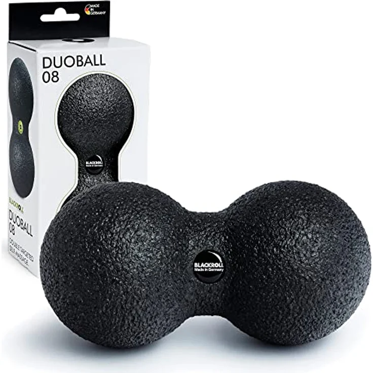 Blackroll Massageball Faszienball Duo Ball, Strukturierte Oberfläche, Hautfreundlich, Geruchlos, Schwarz, 8 cm Durchmesser – Bild 1