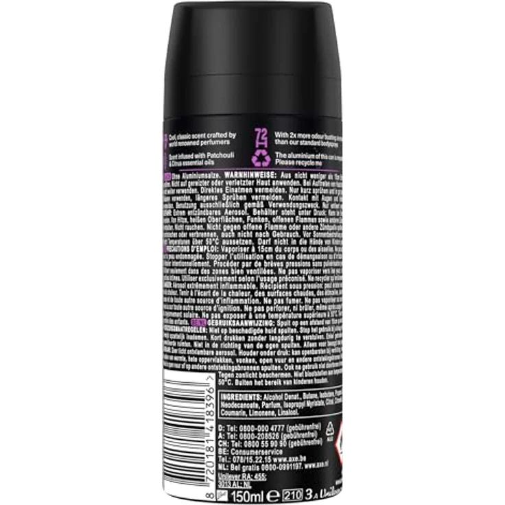 Axe Premium Bodyspray Purple Patchouli Deo ohne Aluminiumsalze, 72 Stunden Frische, 150 ml – Bild 2
