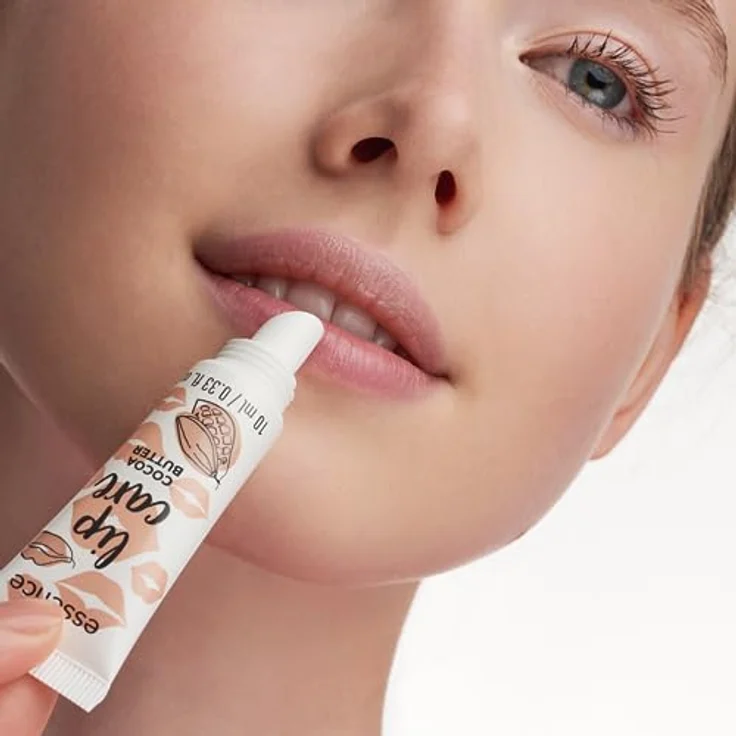 essence lip care COCOA BUTTER, Lippenbalsam, weiss, vegan, pflegend mit Kakaobutter und Vitamin E, 10ml – Bild 4