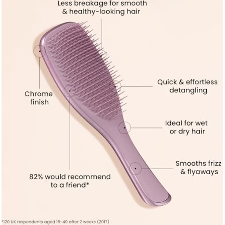 Tangle Teezer The Ultimate Detangler Chrom-Haarbürste, für nasses und trockenes Haar, entwirrt alle Haartypen, reduziert Haarbruch, beseitigt Knoten, zweistufige Zähne und bequemer Griff, – Bild 4
