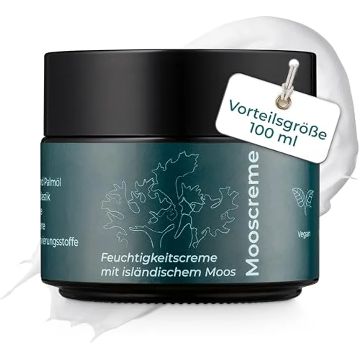 VIGOROUS® Moossalbe Antifaltencreme 100ml mit Hyaluronsäure – Naturkosmetik zur Hautverjüngung für Damen & Herren – Vegane Feuchtigkeitscreme Made in Germany