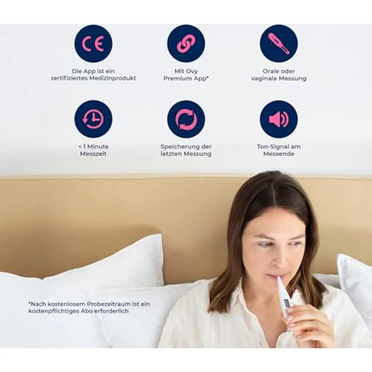 Ovy Basalthermometer, 1 Stk, zur Zykluskontrolle mit App (iOS & Android) von Ovy / Kinderwunsch, Baby Fieberthermometer oder hormonfreies Leben – Bild 3