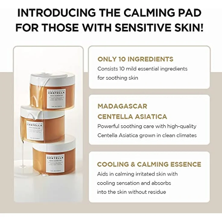 SKIN1004 Madagascar Centella Quick Calming Pad 70ea, 130 ml, schnell beruhigende Wirkung, beruhigend für empfindliche Haut, 49 % Centella asiatica, Madagaskar – Bild 3