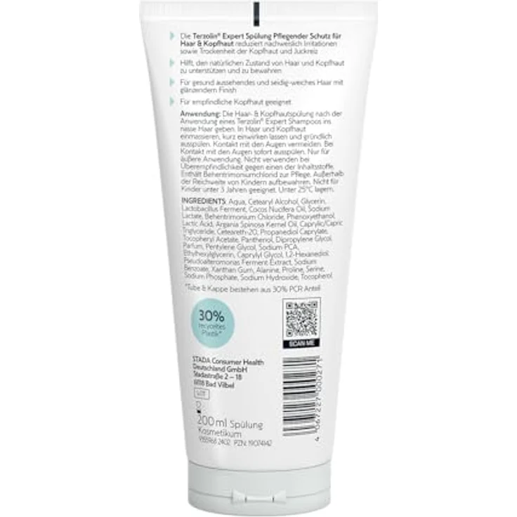 Terzolin Expert Spülung für Haare & Kopfhaut - Pflegender Schutz & Intensiv-Pflege gegen Schuppen, Beruhigt Irritationen, für strapazierte Hautbarriere, tägliche Anwendung, 200 ml – Bild 2