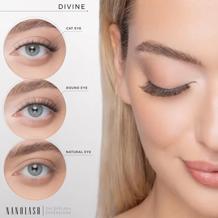 Nanolash Set zur DIY Wimpernverlängerung - 36 Wimpernsegmente + Bonder + Sealer + Remover + Applikator (DIVINE) – Bild 3