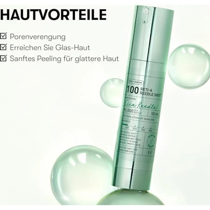 VT Cosmetics Reti-A Reedle Shot 100, Gesichtsserum mit Cica Reedle-Technologie und Bakuchiol, 50 ml – Bild 4