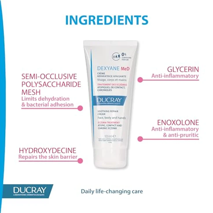 Ducray Creme Dexyane Med Creme Reparatrice Apaisante 100 ml Tagespflege für Damen und Herren – Bild 5