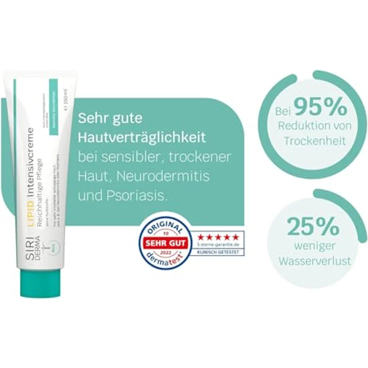 SIRIDERMA LIPID Intensivcreme | Creme für sehr trockene und schuppige Haut bei Neurodermitis und Psoriasis (ohne Parfum, 150 ml) – Bild 5