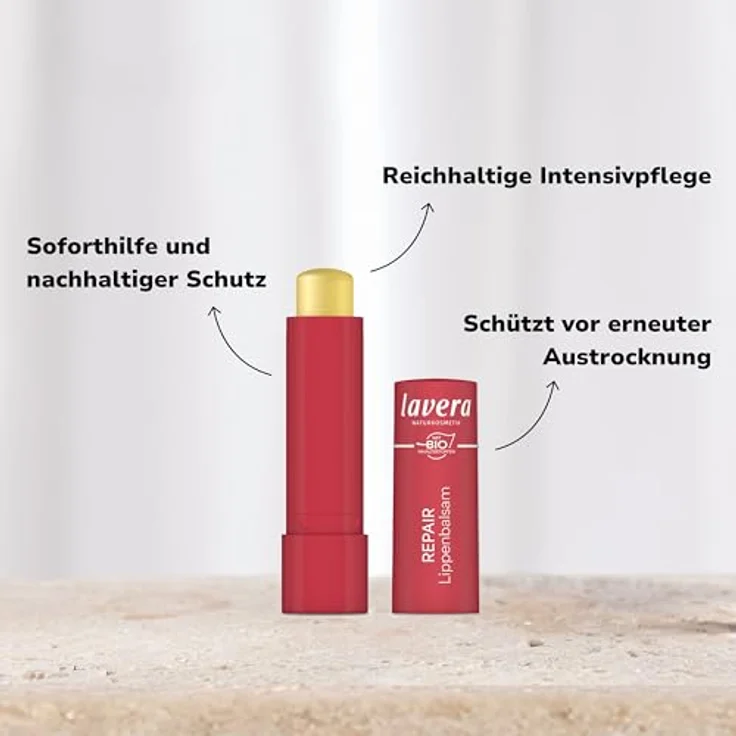 lavera Repair Lippenbalsam, intensive Pflege gegen Austrocknung, 100% natürliche Inhaltsstoffe, 1 Stück – Bild 3