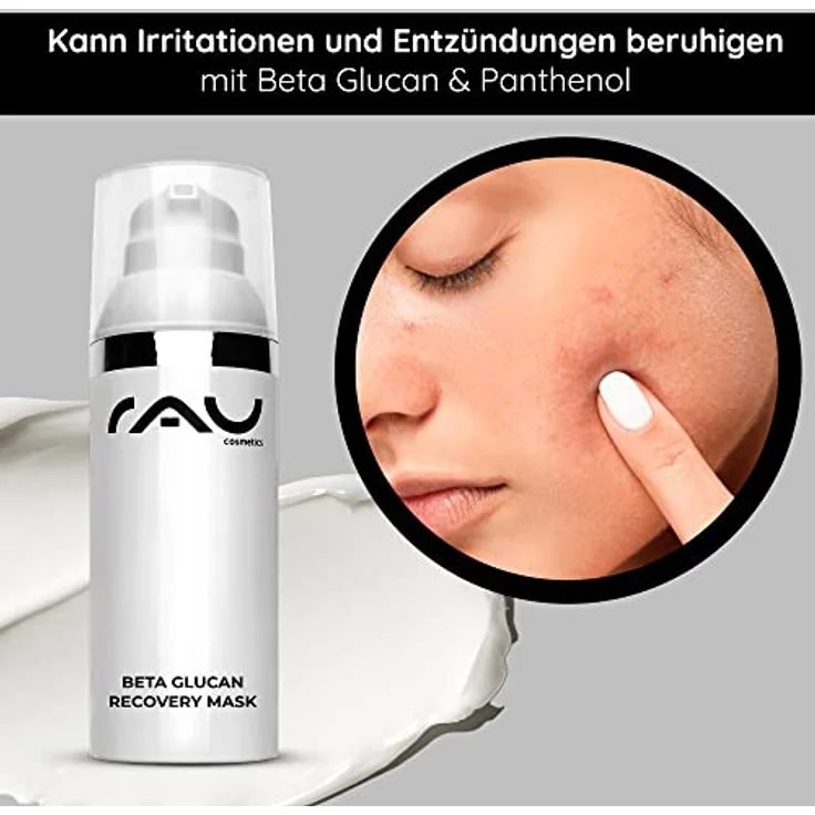 RAU Cosmetics Regenerierende Gesichtsmaske - Beta Glucan Recovery Mask 50 ml - Masken Beauty Gesicht - Gesichtsmaske Entspannung mit Squalan, Panthenol, Mandelöl - Maske für trockene Haut reife Haut – Bild 4