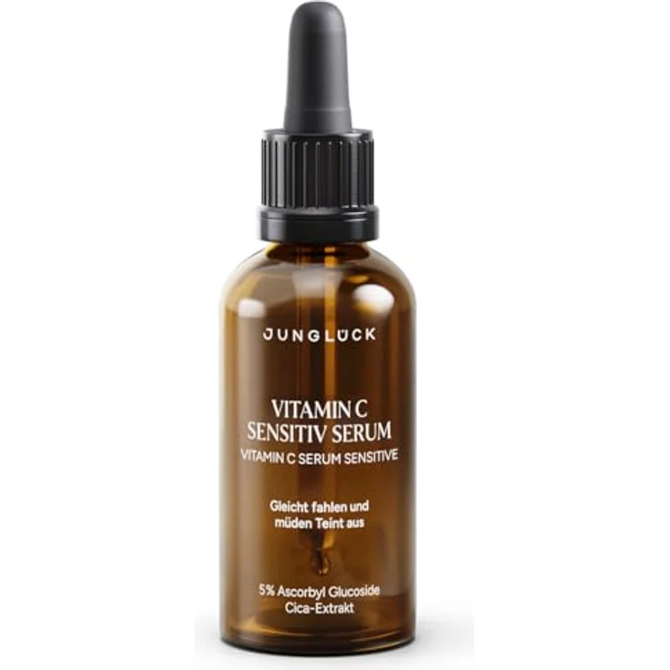 Junglück Vitamin C Sensitiv Serum, 30 ml Gesichtsserum mit 5% Vitamin C und Cica-Extrakt, Weiss – Bild 1