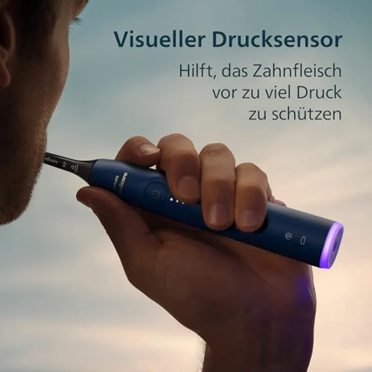 Philips Sonicare 6100 HX7403/07, Wiederaufladbare Schallzahnbürste für Erwachsene, 31.000 Bewegungen/Minute, Drucksensor, Blau, mit Reiseetui – Bild 5