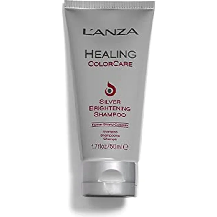 Heilung ColorCare Silber Aufhellendes Shampoo (50 ml), für Silbernes, Graues, Weißes, Blondes & Gesträhntes Haar - Verstärkt Glanz und Helligkeit, Verhindert Unerwünschte Töne, Lanza Silbershampoo