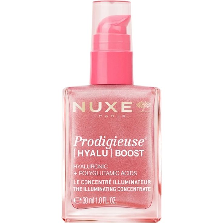 Nuxe Prodigieuse Boost The Illuminating Concentrate, Hyaluronsäure-Serum für Damen, 30 ml mit lichtreflektierenden Perlen und aufpolsternder Wirkung