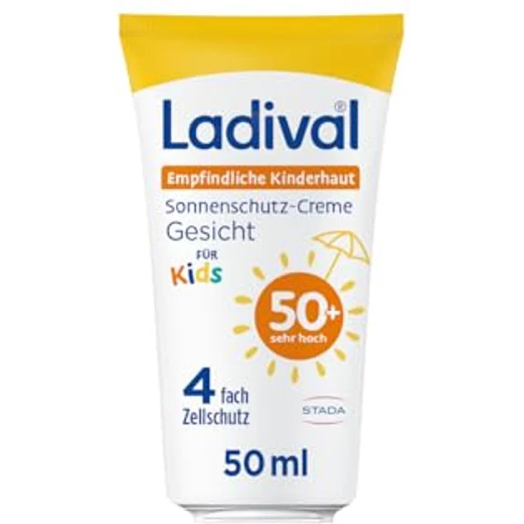 Ladival Kinder Sonnencreme LSF 50+, extra wasserfest, 4-fach Zellschutz, für empfindliche Haut, 50ml – Bild 1