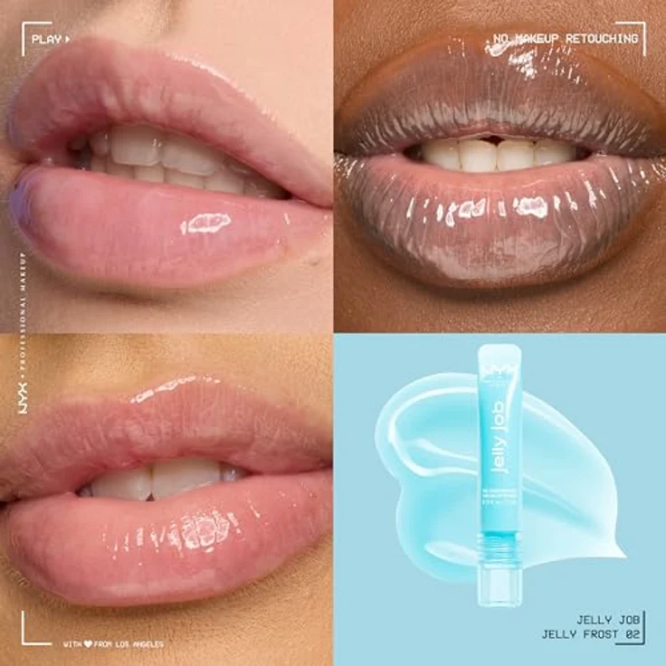 NYX Professional Makeup Jelly Job, leuchtender Lippenglanz mit vergrößerndem Effekt, Farbton Jelly Frost, 7.5 ml – Bild 2