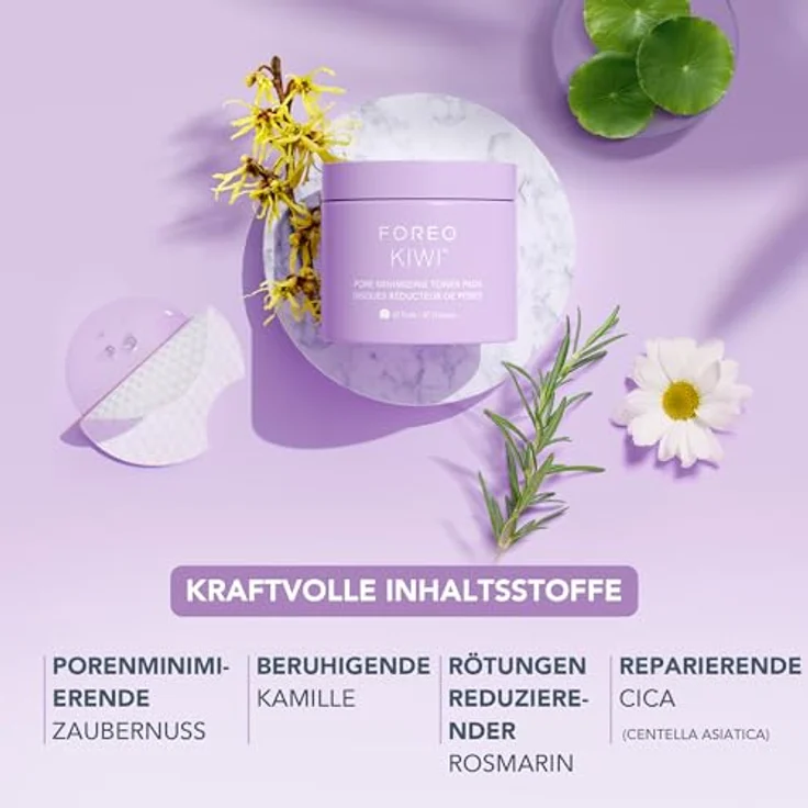 Foreo Pore Minimizing Toner Pads, Gesichtsreinigungsset für Damen mit natürlicher Formel, 120 g – Bild 4