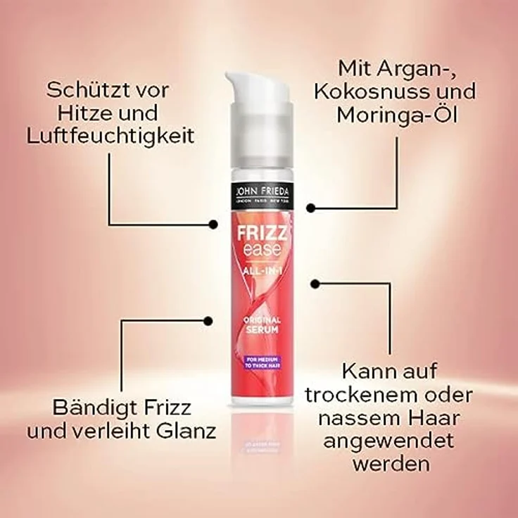 John Frieda 4 in 1 Original Serum - Inhalt: 50ml - Haartyp: normal bis dick - Aus der Frizz Ease Serie - Bändigt Frizz - Schützt vor Hitze & Luftfeuchtigkeit – Bild 5