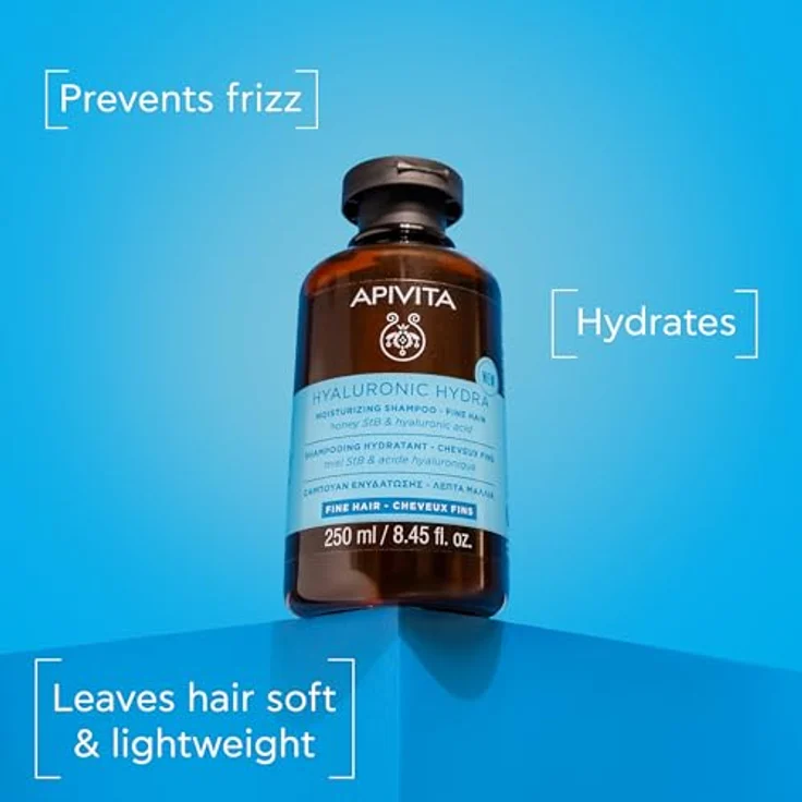 Apivita Hyaluronic Hydra Moisture Shampoo, 250ml, feuchtigkeitsspendendes Haarshampoo für glanzvolles und gesundes Haar – Bild 2