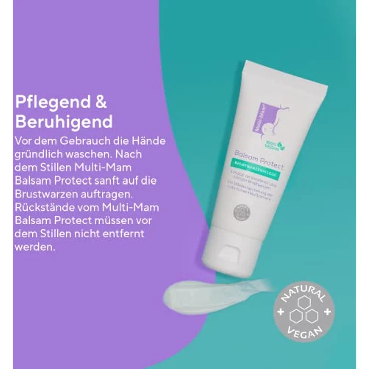 Multi-Mam Balsam Protect beruhigt und schützt trockene und rissige Brustwarzen während und vor der Stillzeit, Brustwarzencreme stillen, 30 ml Tube – Bild 3