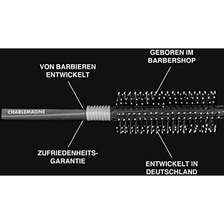 Charlemagne Rundbürste - 21 cm, Schwarz - Anti-Frizz & Volumen Föhnbürste für Männer - Pflege für Haar & Bart - Kompakt für Unterwegs – Bild 3