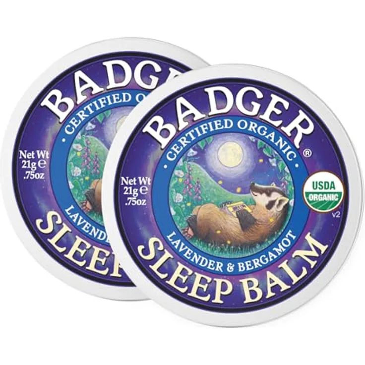 Badger Mini Schlafbalsam, 21 g, 2 Stück - Natürliche Unterstützung für ruhigen Schlaf und Beruhigung der Gedanken