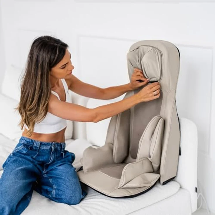 Medivon Olympia Massagematte Shiatsu Massagesessel mit 8 Massageköpfen, Luft- und Vibrationsmassage, Wärmefunktion, 3 Modi, 60 W Leistung, antiallergischer Stoff, ideal für Entspannung zu Hause – Bild 5