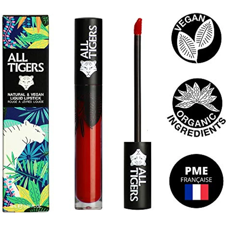 All Tigers Lippen Natural and Vegan Lipstick Lippenstift 887 Burgundy Red 8 ml – Bild 5