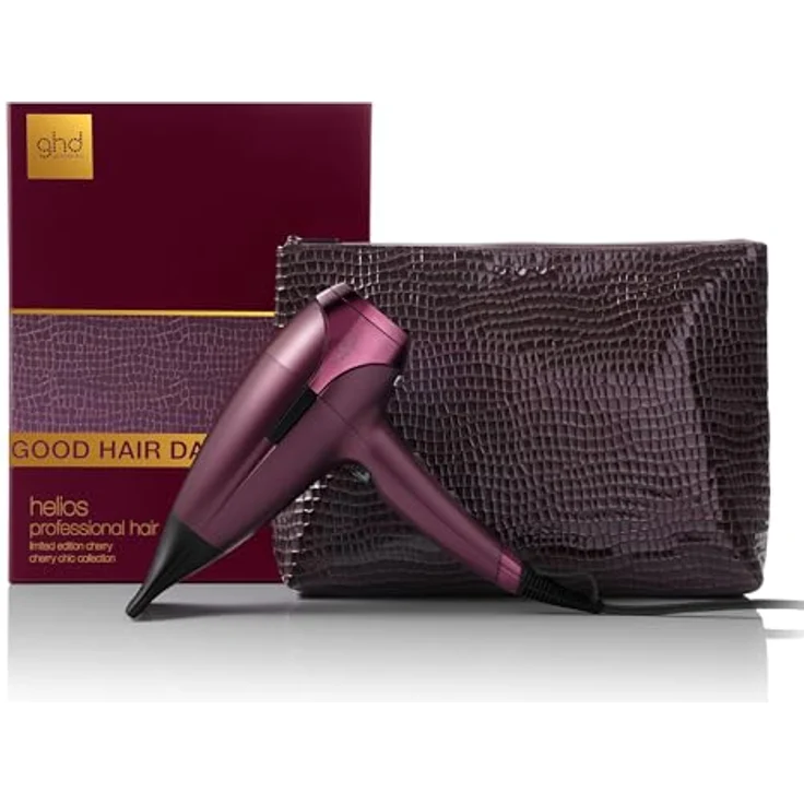 ghd helios® Limited Edition Haartrockner, professioneller 2.200 Watt Haartrockner mit 120 km/h Luftstrom und Kosmetiktasche, Kirschrot – Bild 1