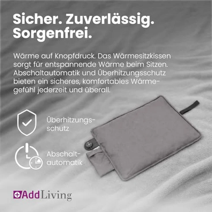 Addliving Sitz-Heizkissen, kabellos mit 5000 mAh Powerbank, USB-C, Infrarot-Wärme, 3 Temperaturstufen (45°C, 60°C, 70°C), 43 x 31 cm – Bild 5