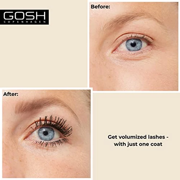 GOSH Just Click It Waterproof Mascara 001, voluminöse und wasserfeste Mascara in Schwarz, 10ml – Bild 3