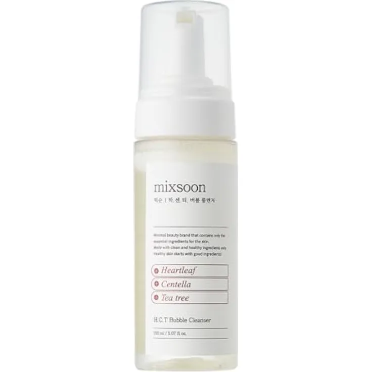 mixsoon H.C.T. Bubble Cleanser, Selbstschäumender Gesichtsreiniger mit Heartleaf, Centella & Teebaum, AHA/BHA Reinigung für empfindliche & zu Akne neigende Haut, 150 ml