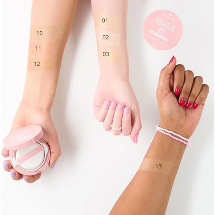 essence BRIGHTEN UP! Cushion Foundation, mittlere Deckkraft, 03 Beige, 12 g, vegan, wasserfest – Bild 4