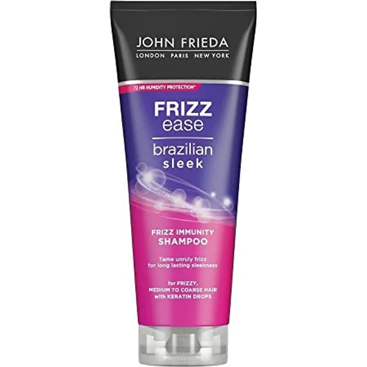 John Frieda Frizz Ease Brazilian Sleek Frizz Immunity Smoothing Shampoo, 250 ml, für krauses mittleres bis grobes Haar