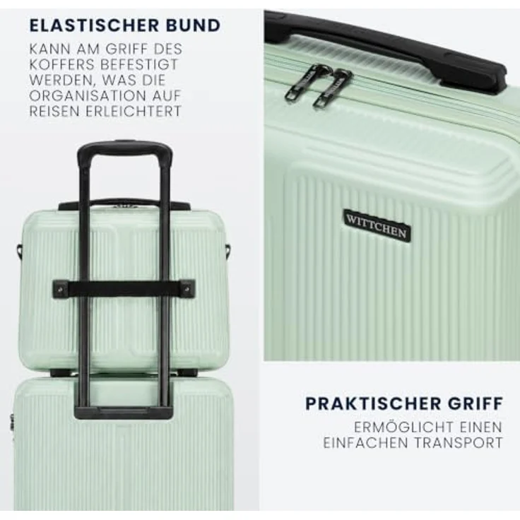 WITTCHEN Stripes Line Kosmetiktasche, Hartschalenkoffer aus ABS mit Shoulder Strap, mintgrün, zwei Fächer und Unterteilungen – Bild 4