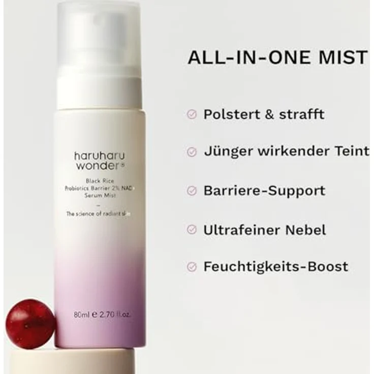 Haruharu Wonder Black Rice Probiotics Barrier NAD+ Serum Mist, erneuernde Gesichtscreme im Spray, 80 ml, feuchtigkeitsspendend und hautbarrierestärkend – Bild 6