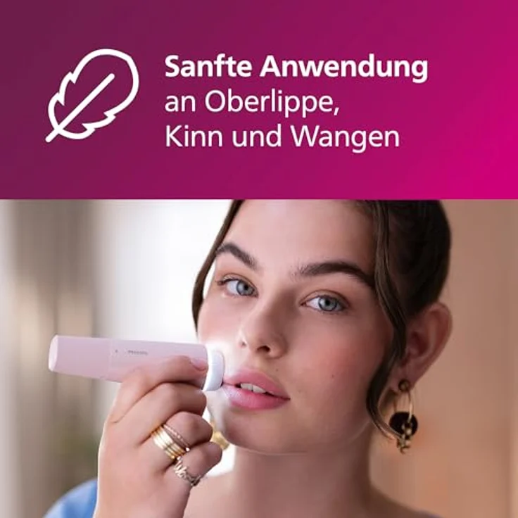 Philips Gesichtsepilierer Series 5000 BRR454/00, mit integriertem LED-Spiegel und Reinigungsbürste, hypoallergen und kompakt – Bild 2
