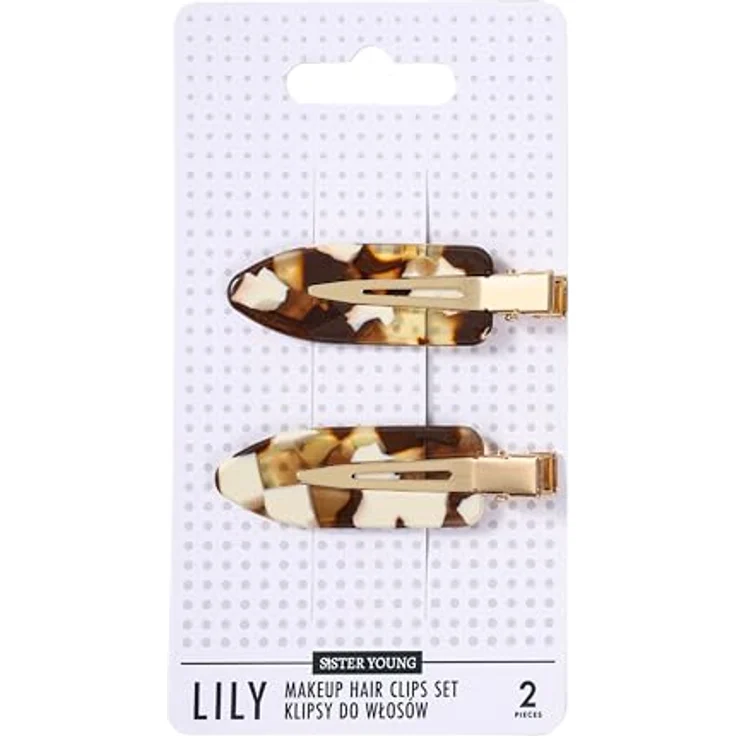 Sister Young LILY Make-up Haarclips Set, 2 Stück, faltfreie, rutschfeste Haarspangen in Milk Coffee für Make-up und Styling – Bild 1