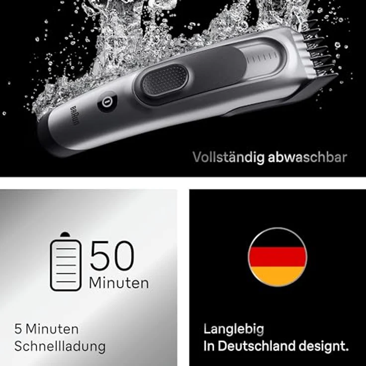 Braun HC7590, Haarschneider Series 7, Schwarz, Silber, 3 mm, 3,5 cm, 50 min, Integrierte Batterie, 1 h – Bild 7