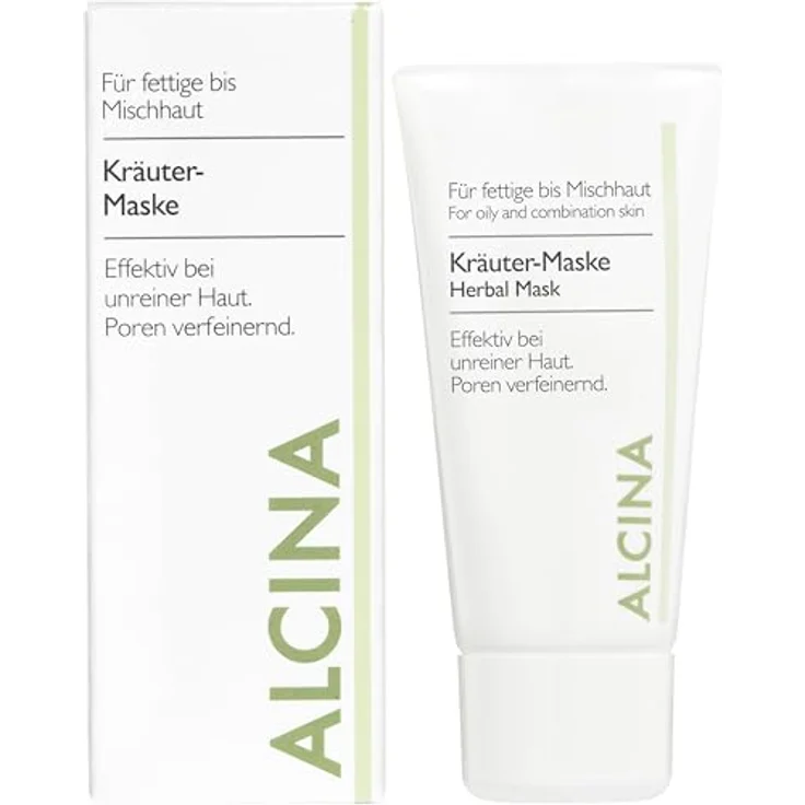 Alcina Kräuter-Maske - 1 x 50 ml - Fettige Haut - Verfeinert Poren, mildert Rötungen - Mit Kaolin, Salbei und Lavendelöl – Bild 1