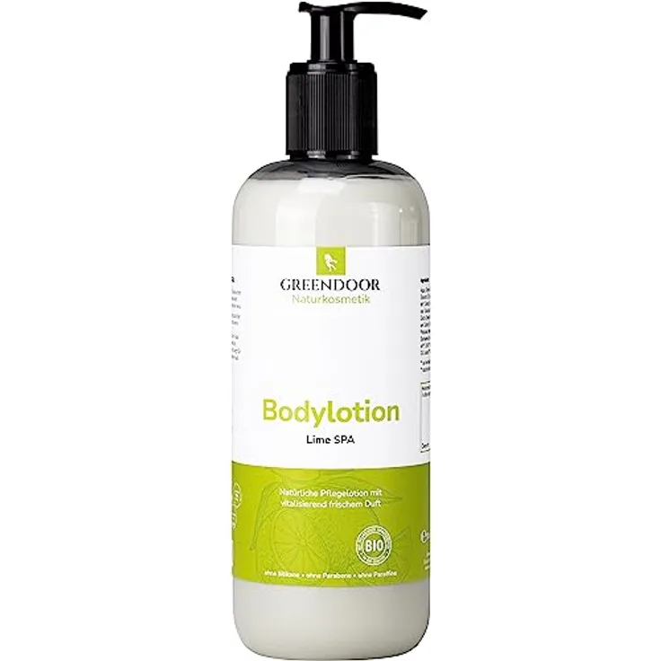 GREENDOOR Bodylotion Lime 500ml, Skin Food für trockene Haut, natürliche vegane Körpermilch mit Bio Sheabutter, frischer Duft, Naturkosmetik Lotion ohne Parabene Silikone, unisex