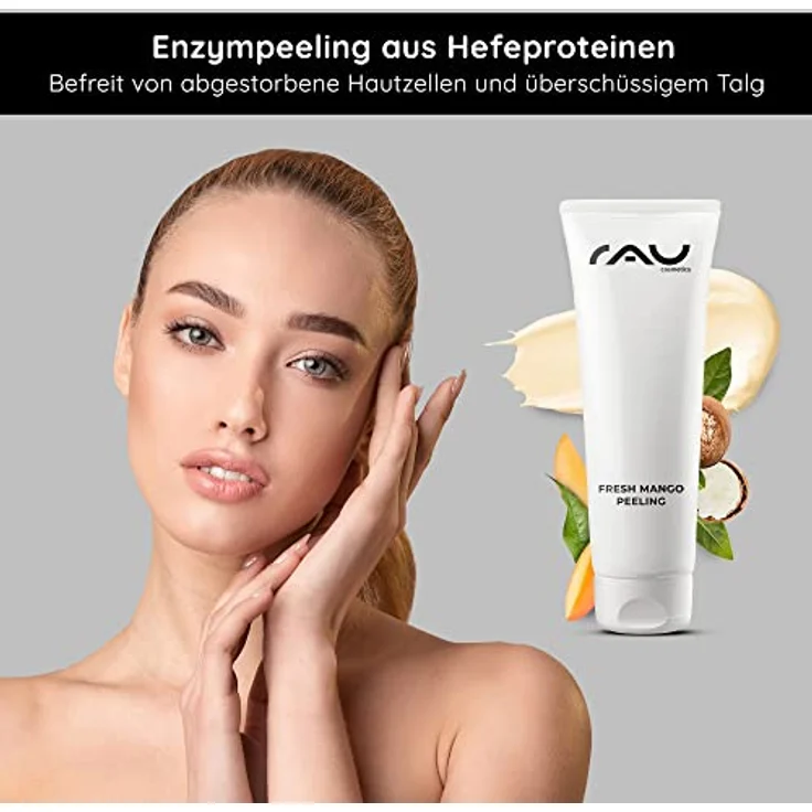 RAU Cosmetics Enzympeeling Fresh Mango Peeling 75 ml- Peeling gegen Mitesser, Pickel - Regenerationsbooster für Unreine, Reife, Trockene Haut & Neurodermitis - Zitronensäure, Vitamin C, Vitamin E – Bild 2