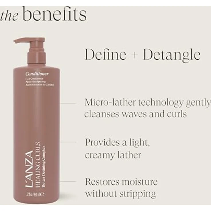 L'anza Healing Curls Butter Conditioner, 1000 ml, kräftigender Leave-In Conditioner für lockiges und krauses Haar, parabenfrei – Bild 3