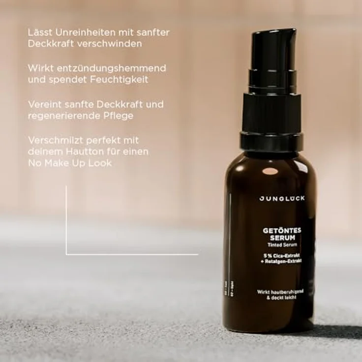 Junglück Getöntes Serum Feuchtigkeitsserum mit Cica- und Rotalgen-Extrakt, 30 ml Hellbraun – Bild 3