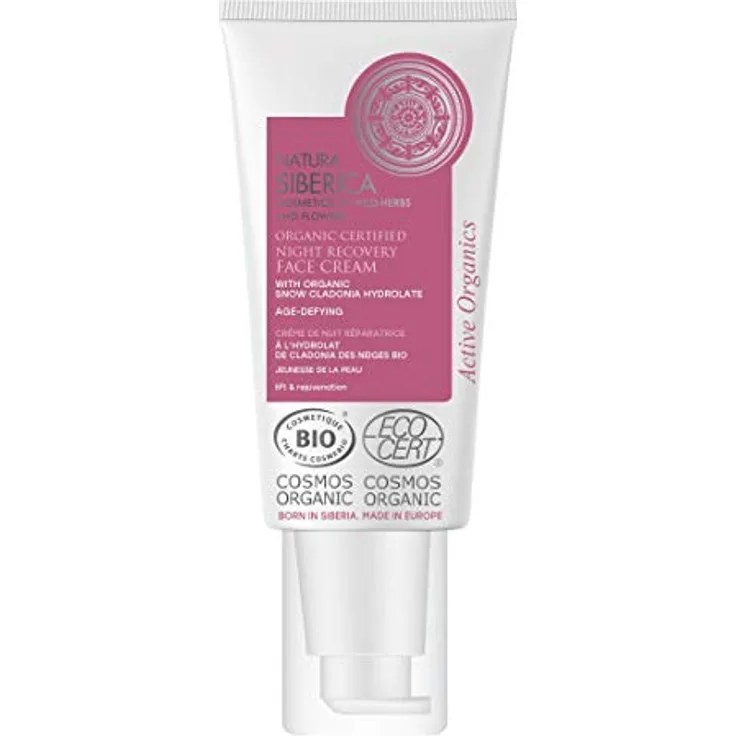 Natura Siberica Bio-zertifizierte Age-Defying Night Recovery Gesichtscreme, 50 ml, verbessert Elastizität und reduziert Falten, enthält Hyaluronsäure und Vitamin E