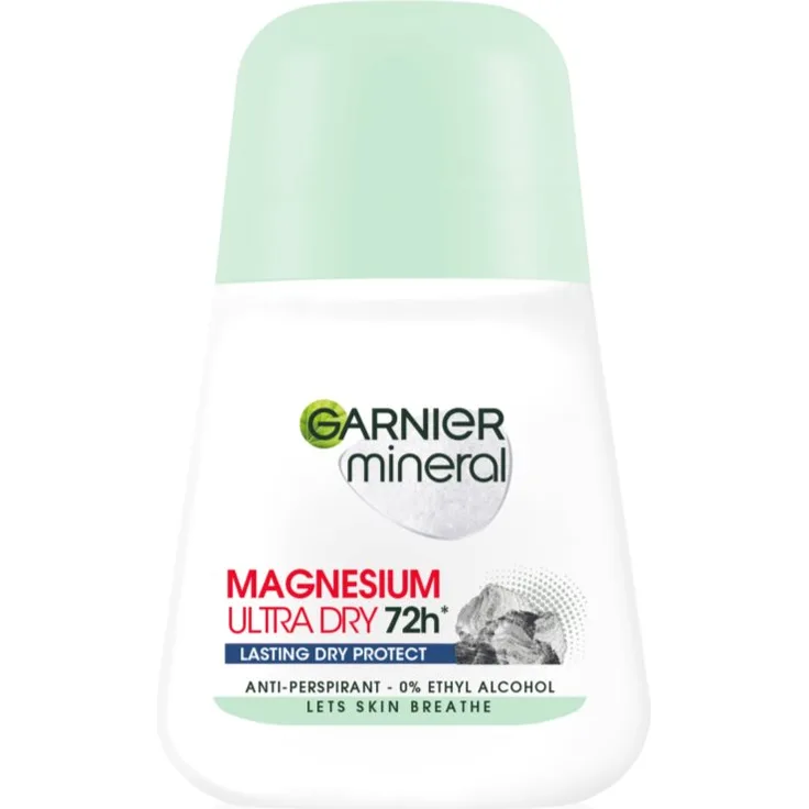 Garnier Mineral Magnesium Ultra Dry, Antitranspirant-Deoroller 50 ml, langanhaltender Schutz gegen Schweiß und Körpergeruch, alkoholfrei